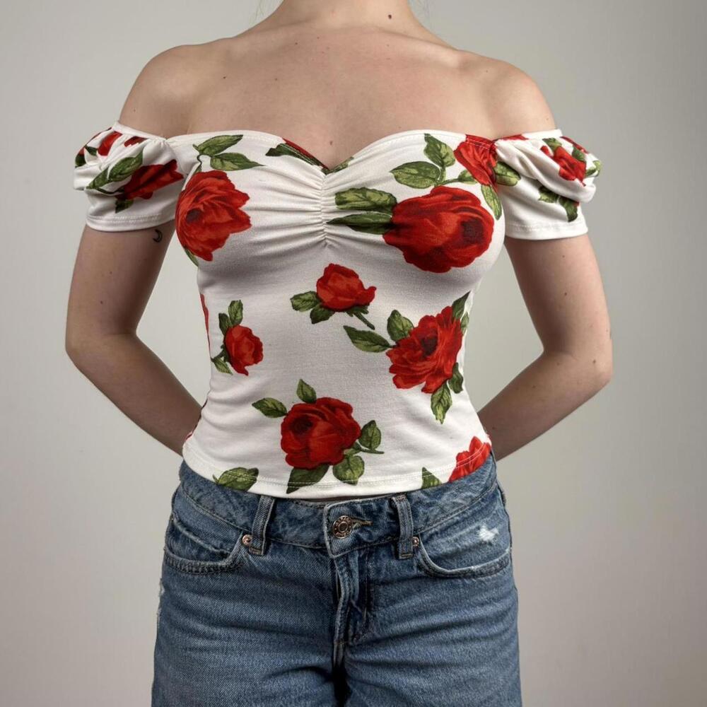 Women's White Rose Print Cami